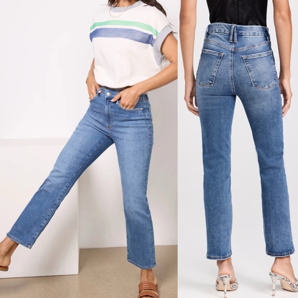 Good American Always Fits Good Legs Straight Mid To High Rise Jeans Indigo 316 - Picture 1 of 14